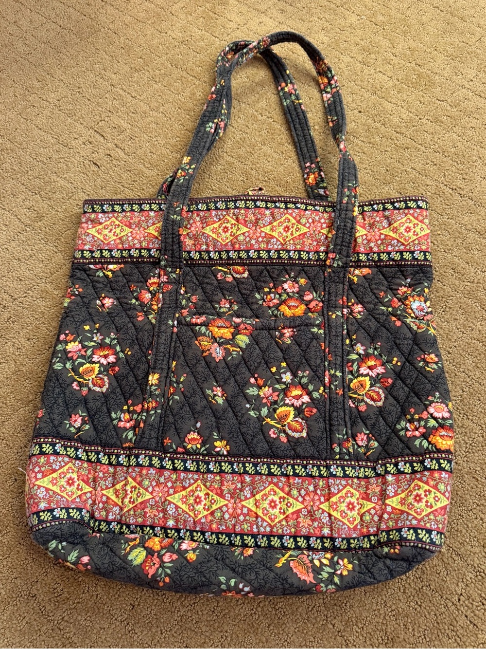 Vintage Vera Bradley Chocolat Floral Shoulder Tote Purse Retired Pattern